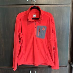 First Ascent Eddie Bauer Red 1/4 Zip Fleece Large